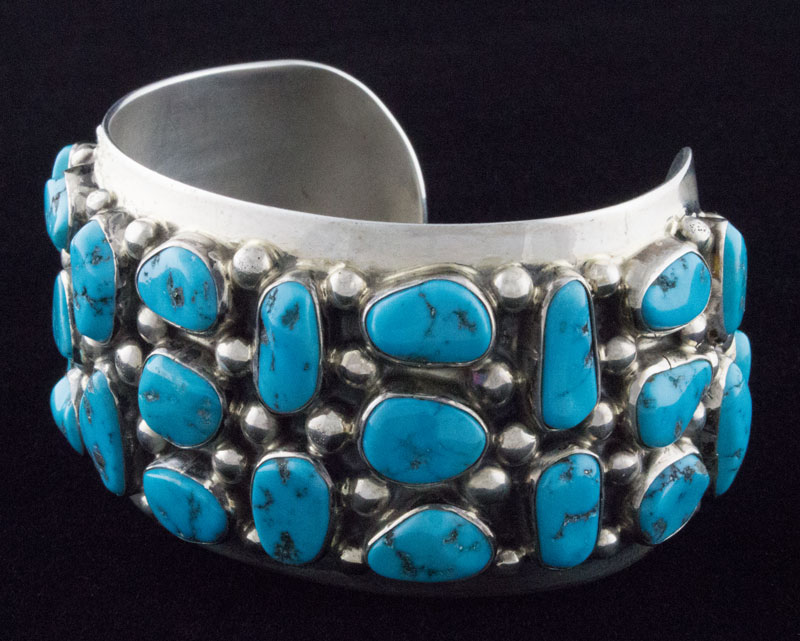 ***VINTAGE Natural Sleeping Beauty Turquoise Cluster Bracelet