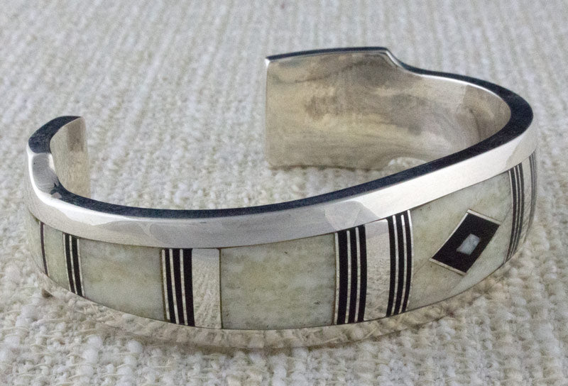 Fossilized Ivory & Jet Inlay Bracelet