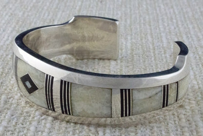 Fossilized Ivory & Jet Inlay Bracelet