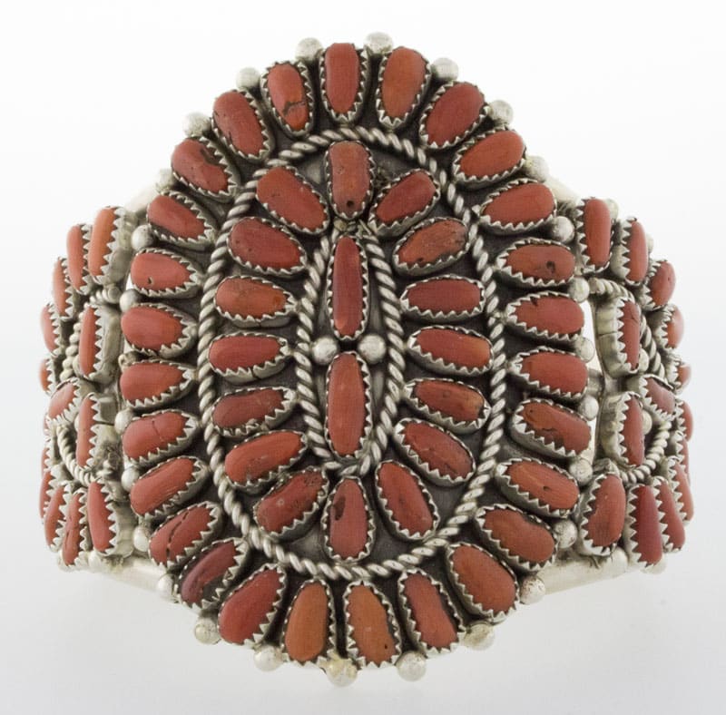 Natural Mediterranean Coral Petit Point Cluster Bracelet