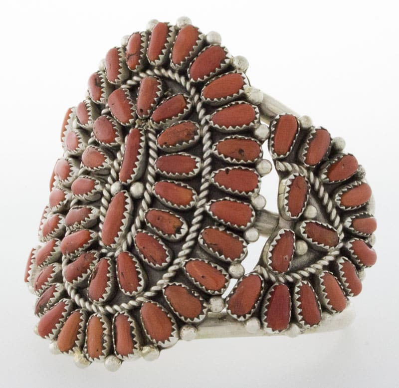 Natural Mediterranean Coral Petit Point Cluster Bracelet