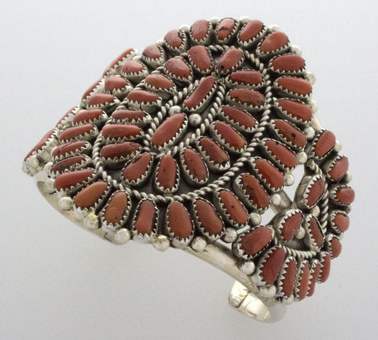 Natural Mediterranean Coral Petit Point Cluster Bracelet