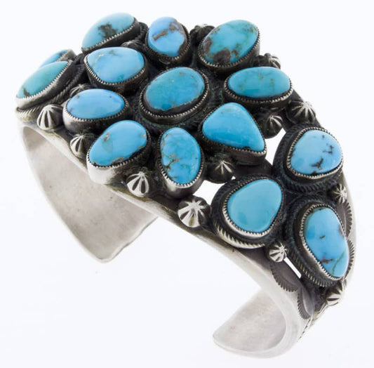 Natural Morenci Turquoise Cluster Bracelet