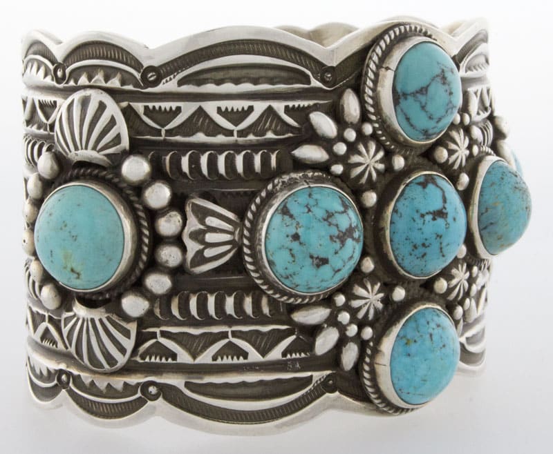 Bracelet en turquoise persane naturelle à 7 pierres