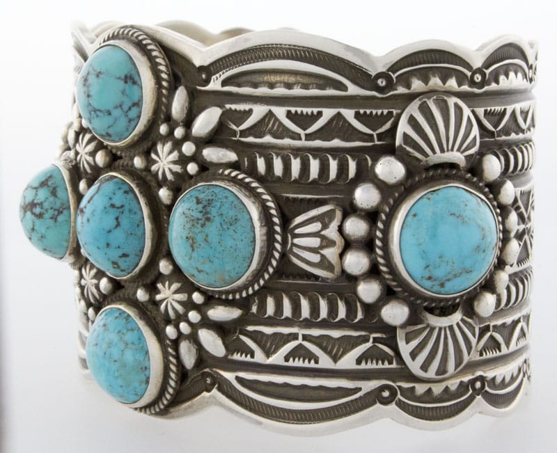 Bracelet en turquoise persane naturelle à 7 pierres