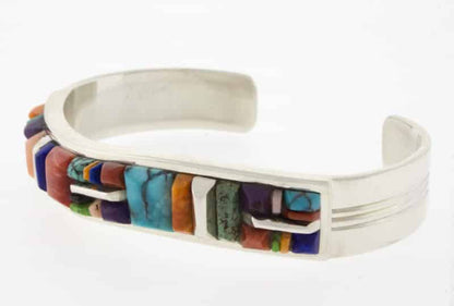 Bracelet en inlay de pavé surélevé multicolore