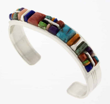 Bracelet en inlay de pavé surélevé multicolore