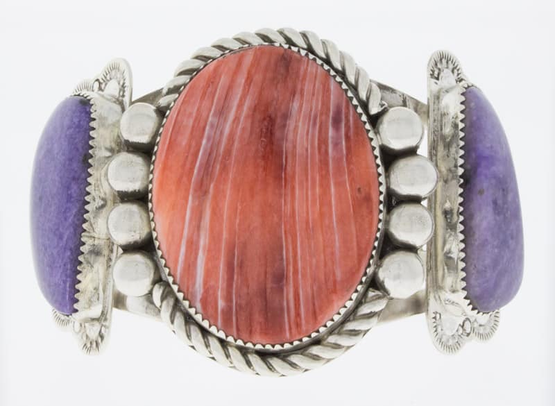 Red Spiny Oyster & Charoite Bracelet