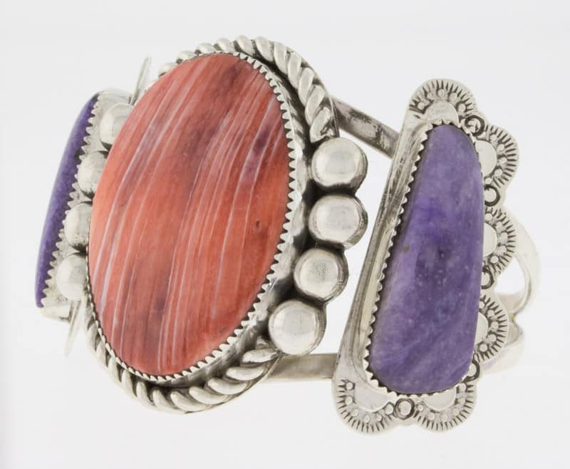 Red Spiny Oyster & Charoite Bracelet