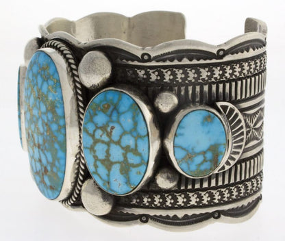 Bracelet en rangée de 5 pierres de turquoise Kingman Birdseye naturel