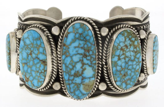 Natural Birdseye Kingman Turquoise 5-Stone Row Bracelet