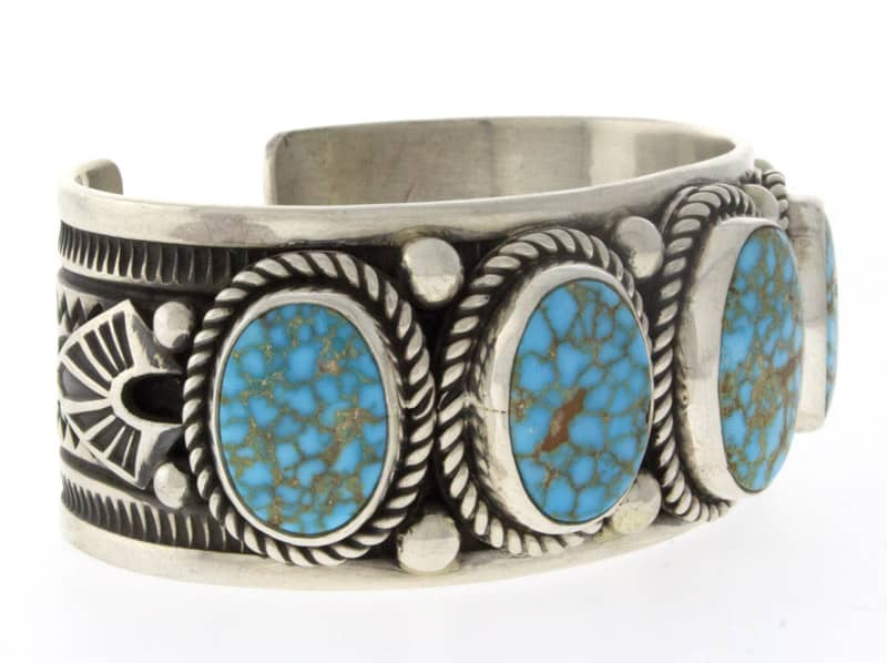 Natural Birdseye Kingman Turquoise 5-Stone Row Bracelet