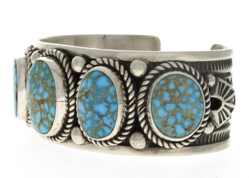 Natural Birdseye Kingman Turquoise 5-Stone Row Bracelet