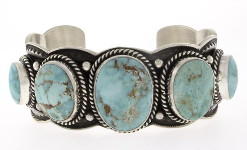 5-Stone Natural Dry Creek Turquoise Row Bracelet