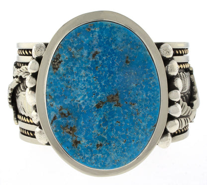 Bracelet en turquoise Kingman avec accents en or 12K rempli