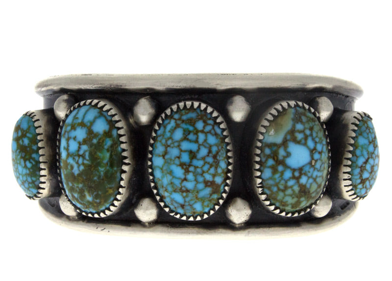 Natural Birdseye Kingman Turquoise 5-Stone Row Bracelet