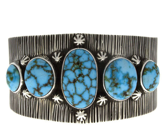 Natural Birdseye Kingman Turquoise 5-Stone Row Bracelet