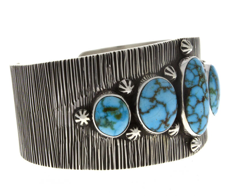 Natural Birdseye Kingman Turquoise 5-Stone Row Bracelet