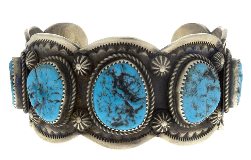 Bracelet en rangée de 5 pierres "Mer Écume" Turquoise de la Belle au Bois Dormant Naturelle