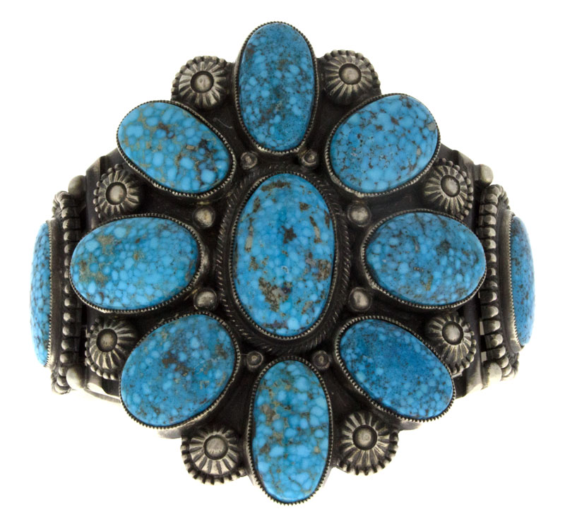 Bracelet en cluster de turquoise Kingman Birdsye naturel