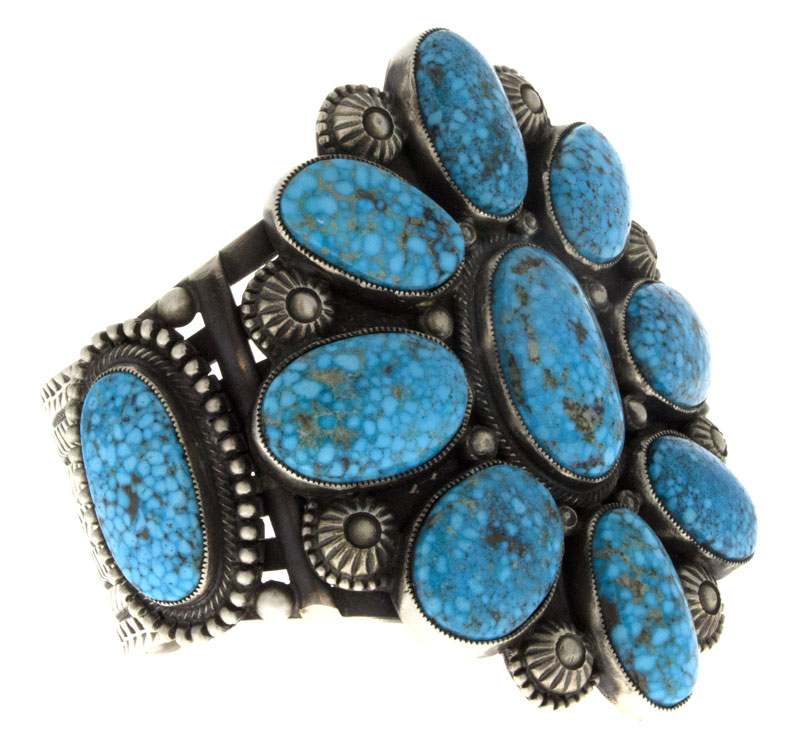 Bracelet en cluster de turquoise Kingman Birdsye naturel