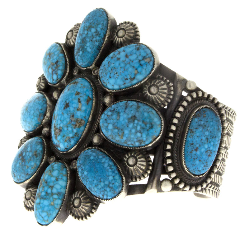 Bracelet en cluster de turquoise Kingman Birdsye naturel