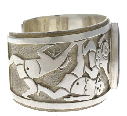 Sterling Silver Overlay Bracelet With Micro Inlay Mudhead Design