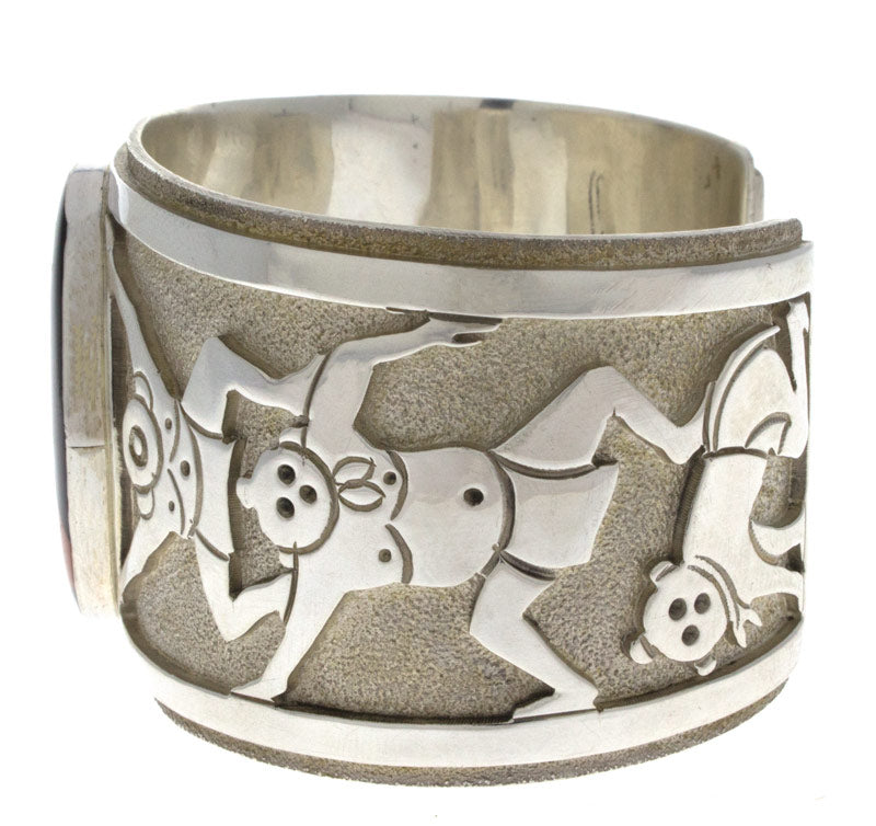 Sterling Silver Overlay Bracelet With Micro Inlay Mudhead Design