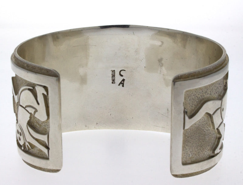 Sterling Silver Overlay Bracelet With Micro Inlay Mudhead Design