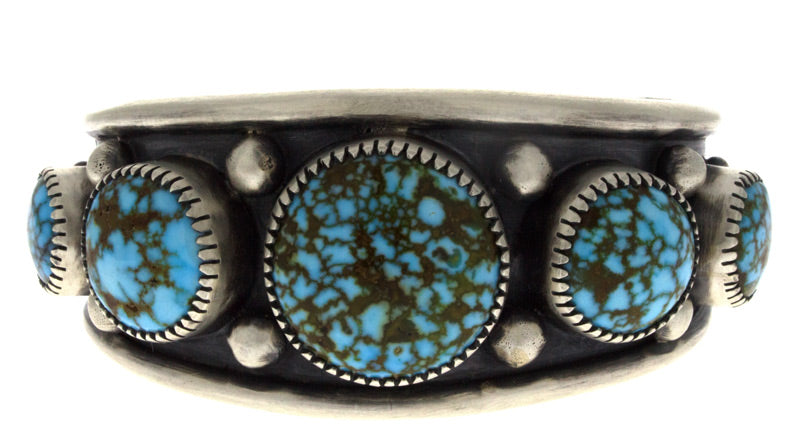 Natural Kingman Web Turquoise 5-Stone Row Bracelet