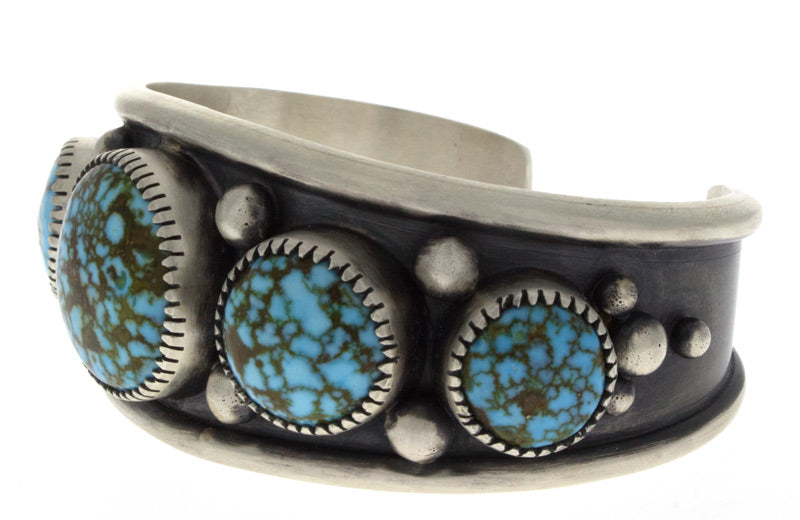 Natural Kingman Web Turquoise 5-Stone Row Bracelet