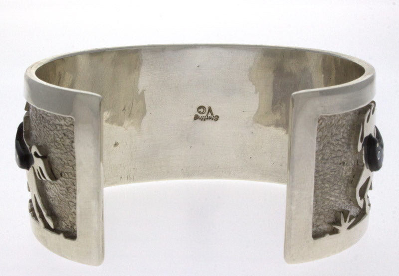 Sterling Silver Horse Overlay Bracelet With Raised Micro Inlay Design