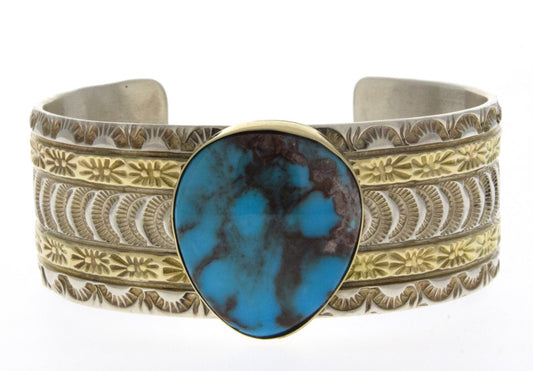 Natürlicher Bisbee-Turquoise-Armband mit 14K Goldüberzug