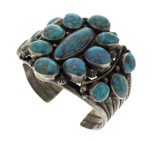 High Grade Natural Kingman Iron Mine Turquoise Cluster Bracelet