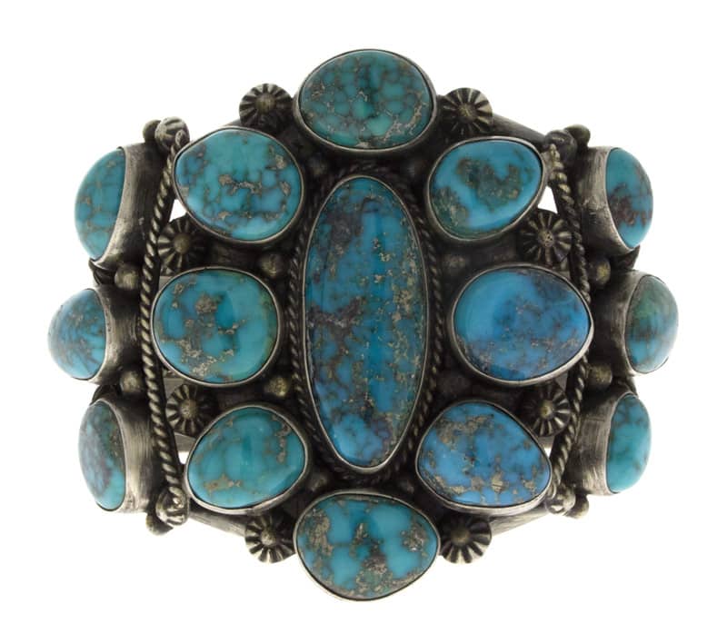 High Grade Natural Kingman Iron Mine Turquoise Cluster Bracelet