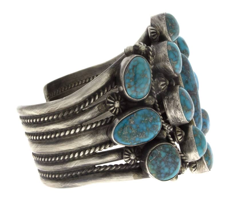 High Grade Natural Kingman Iron Mine Turquoise Cluster Bracelet