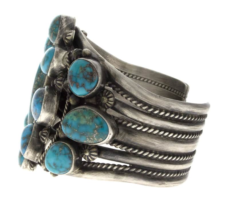 High Grade Natural Kingman Iron Mine Turquoise Cluster Bracelet