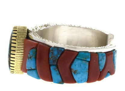 Bracelet double couche en turquoise naturelle de haute qualité de Morenci et corail