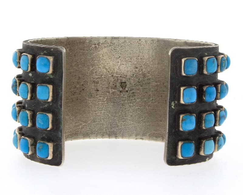 Bracelet 4 rangs en turquoise Kingman naturelle Tufa Cast