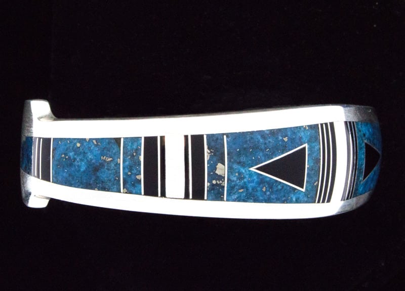 Natural Nacozari Turquoise & Jet Inlay Bracelet