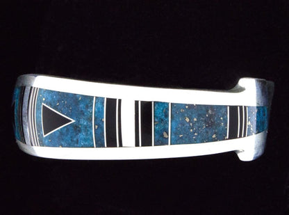 Natural Nacozari Turquoise & Jet Inlay Bracelet