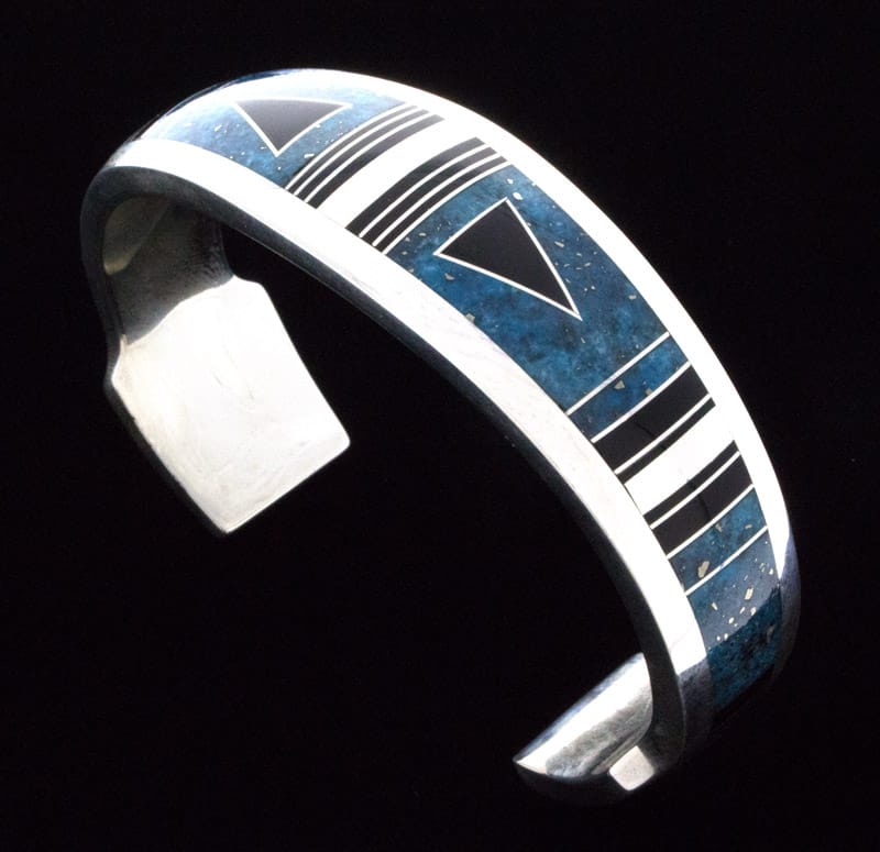 Natural Nacozari Turquoise & Jet Inlay Bracelet