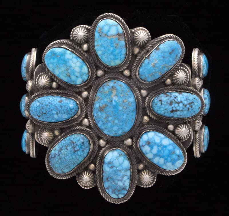 Natürlicher Kingman-Turquoise-Cluster-Armband