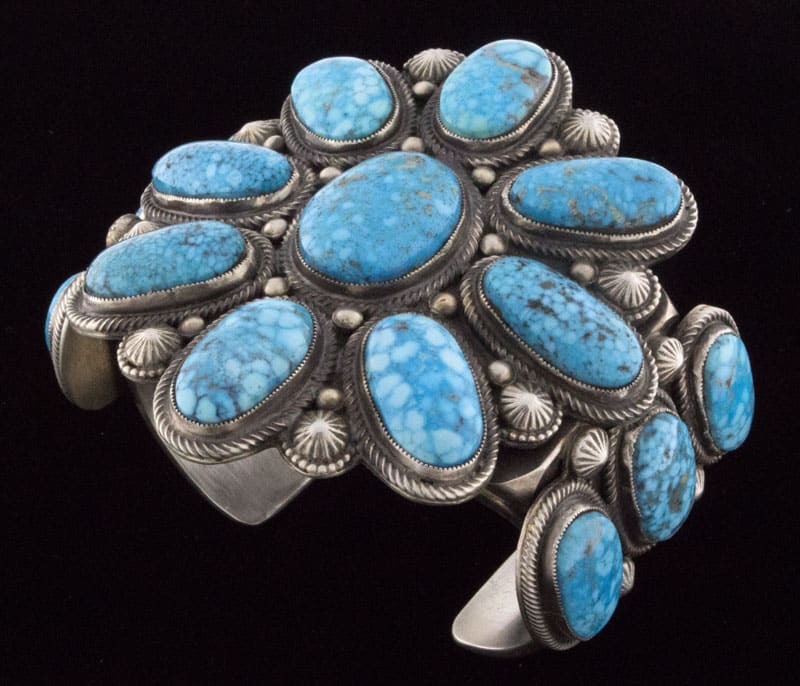 Natürlicher Kingman-Turquoise-Cluster-Armband