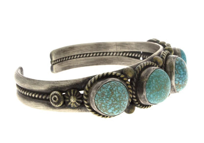 High Grade Natural #8 Micro-Web Turquoise 5-Stone Row Bracelet