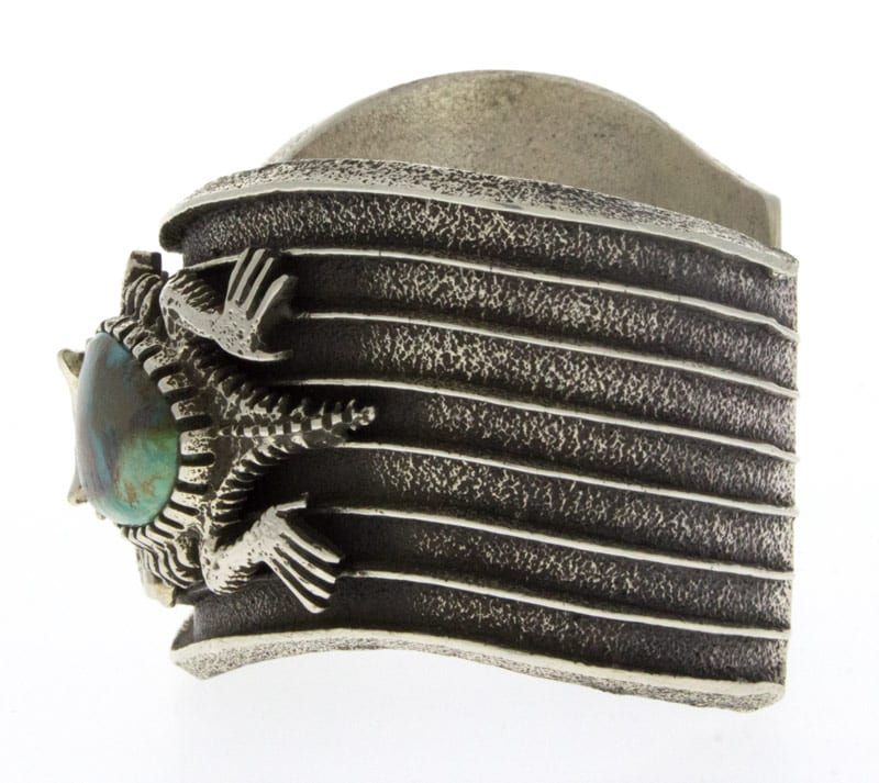 Tufa Cast Horny Toad Bracelet With Natural Royston Turquoise