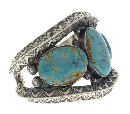 Natural Turquoise Mountain Turquoise 3-Stone Row Bracelet