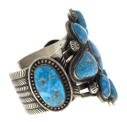 Natürlicher Kingman-Turquoise-Cluster-Armband