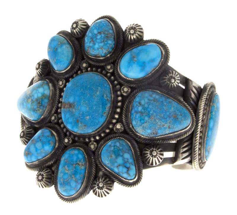 Natürlicher Kingman-Turquoise-Cluster-Armband