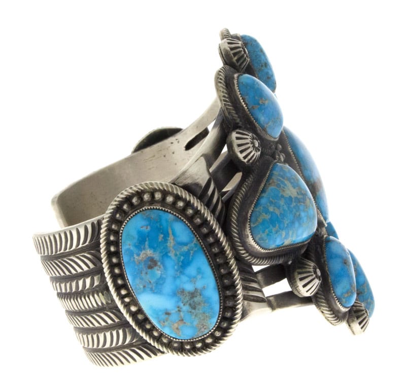 Natürlicher Kingman-Turquoise-Cluster-Armband